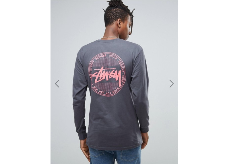 Stussy Long Sleeve T-Shirt With Vintage Dot Back Print -Midnight